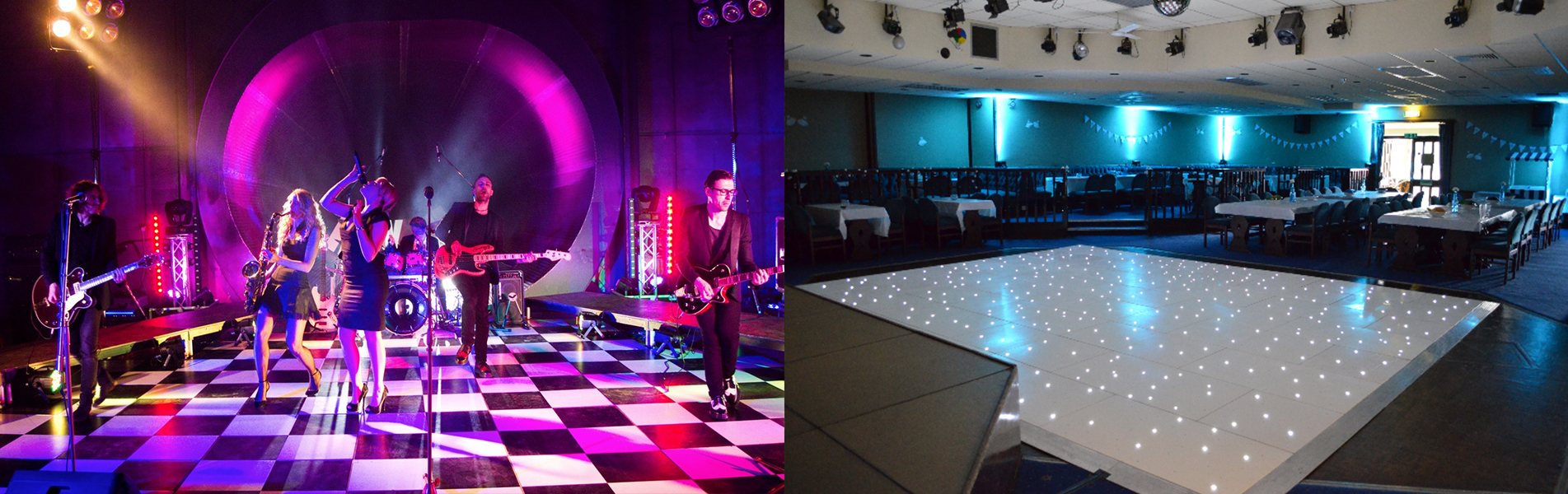 LED Dancefloor Hire Disco & Chequered Starlight Floors